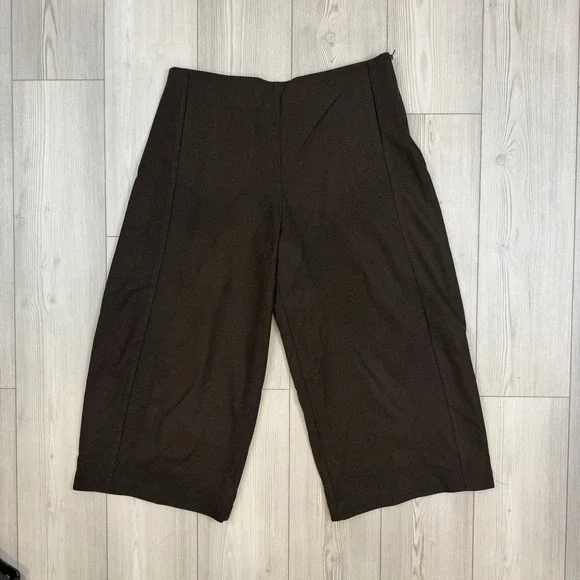 Lot Of 2 L'Eicnecra Casual Women's 36x23 Wool Cropped Pants Wide Leg Brown Gray